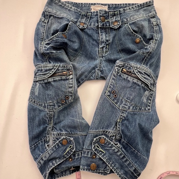 Jezebell Knee-Length Denim Shorts Sz 1 Y2k Punk Grunge 100% Cotton Metal Retro - Picture 15 of 15